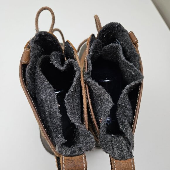 Clarks Muckers Squall Winter Boots Women 10 Lace Up Brown Leather‎ Olive Canvas - Picture 8 of 11